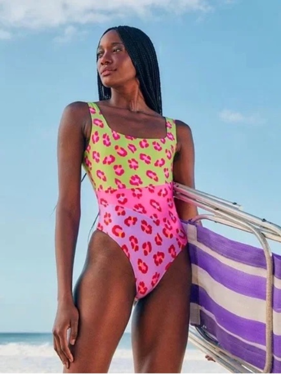 FARM Rio Other - NWT FarmRio Maxi Leopard One-Piece Swimsuit - Neon Lime & Pink size medium